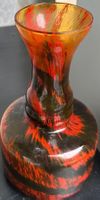 Vintage Art Glass Vase Red Orange Swirl Design Unique Decor