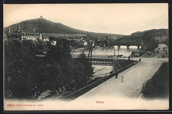 Cartoline postali: AK Olten, Ortsansicht mit Brücke, 1908 – Usato da Berlin venduto da bartko-reher