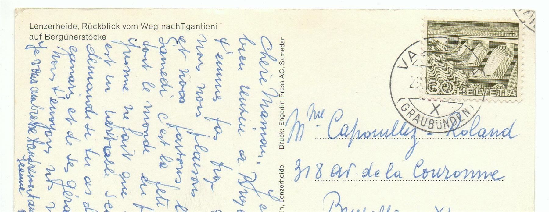 Cartoline postali: LENZERHEIDE Rückblick vom Weg Tgantieni – Usato da Jona venduto da philajona 1