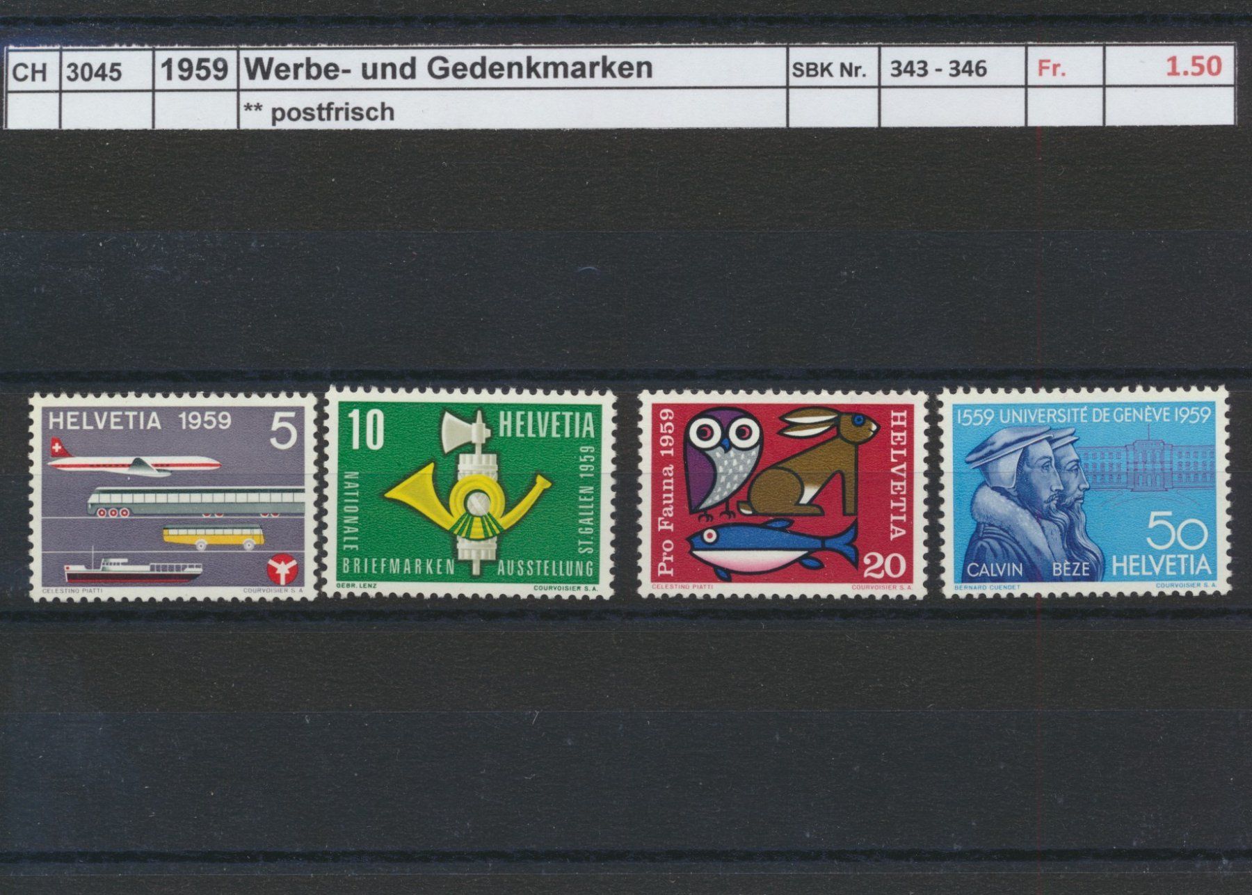 Tutti i francobolli: 1959 "Werbe- und Gedenkmarken", ** postfrisch – Nuovo (secondo la descrizione) da Winterthur venduto da Zupogeru
