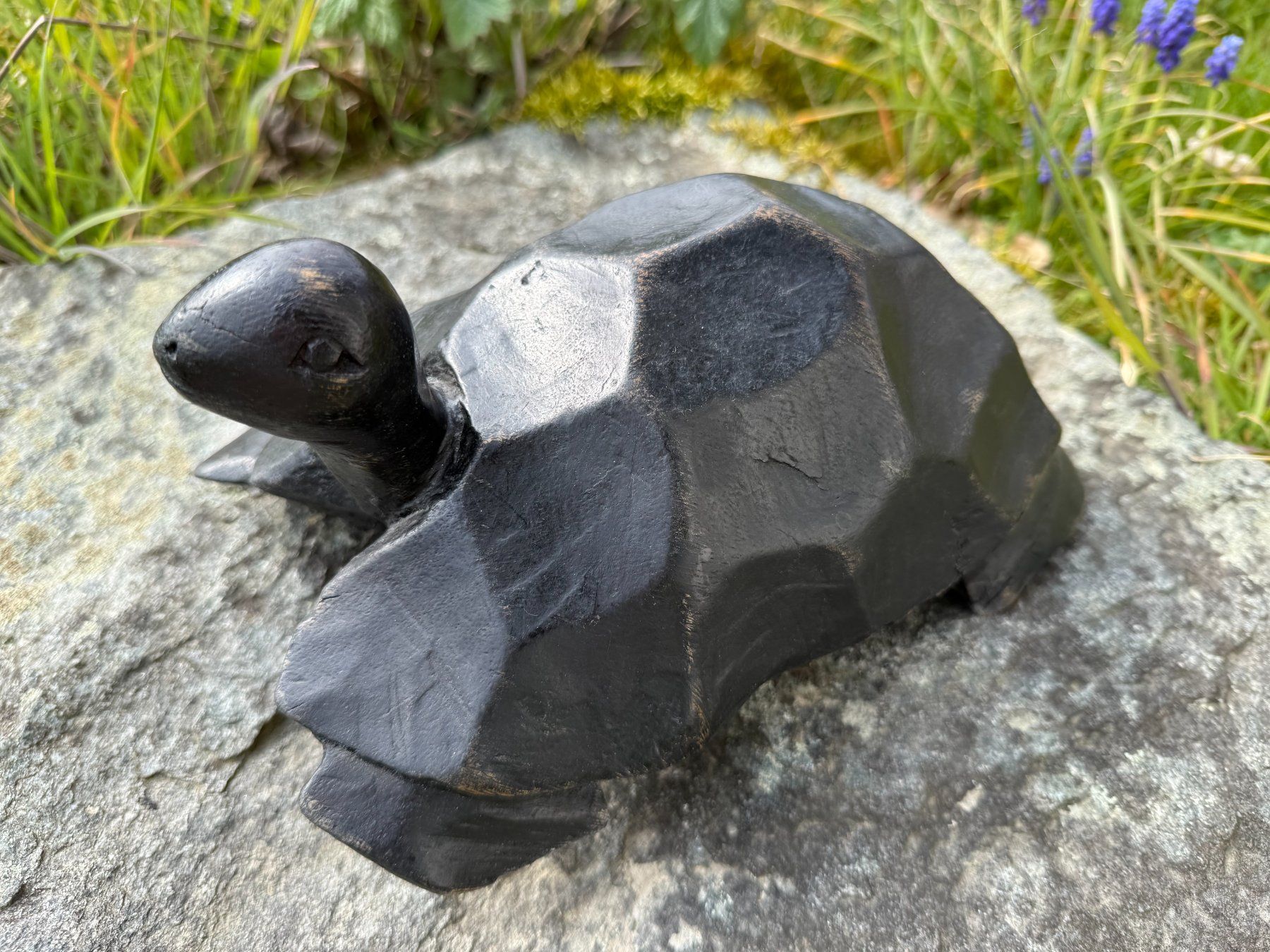 Statuette: grosse  Schildkröte  Holz  handgeschnitzt  Dekoration Turtle – Usato da Subingen venduto da ArtBead 1