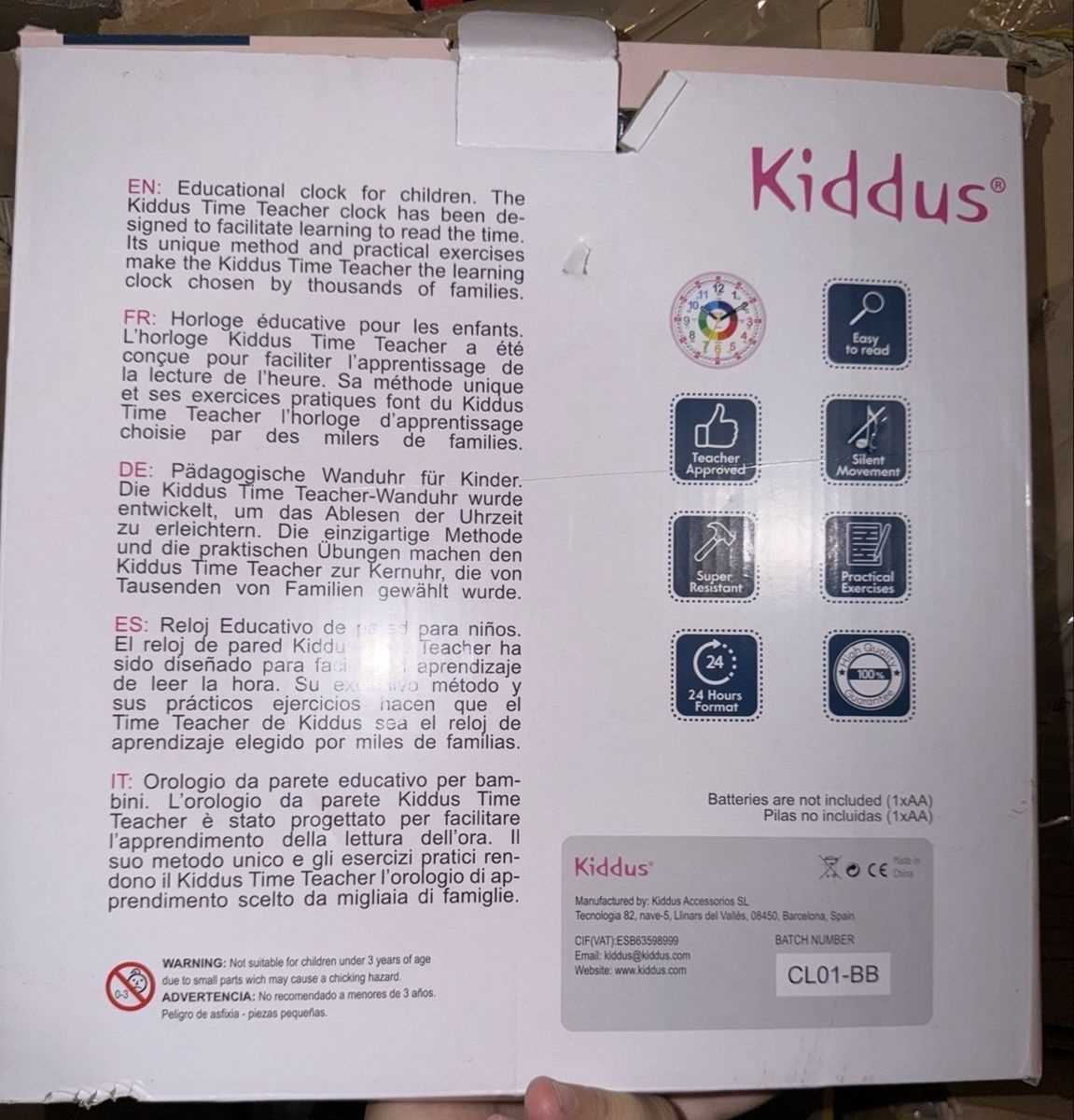 Uhren: Kiddus Time Teacher Wall Clock educational new – Neu und originalverpackt aus Flamatt von Vm_t 1