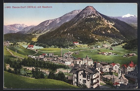 Ansichtskarten: AK Davos-Dorf, Teilansicht mit Seehorn – Gebraucht aus Berlin von bartko-reher