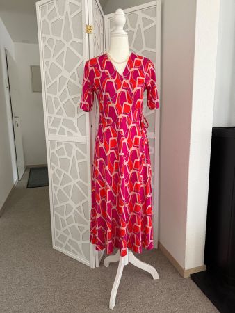 Elegantes Kleid von MILANO pink-orange-türkis-beige Gr.S