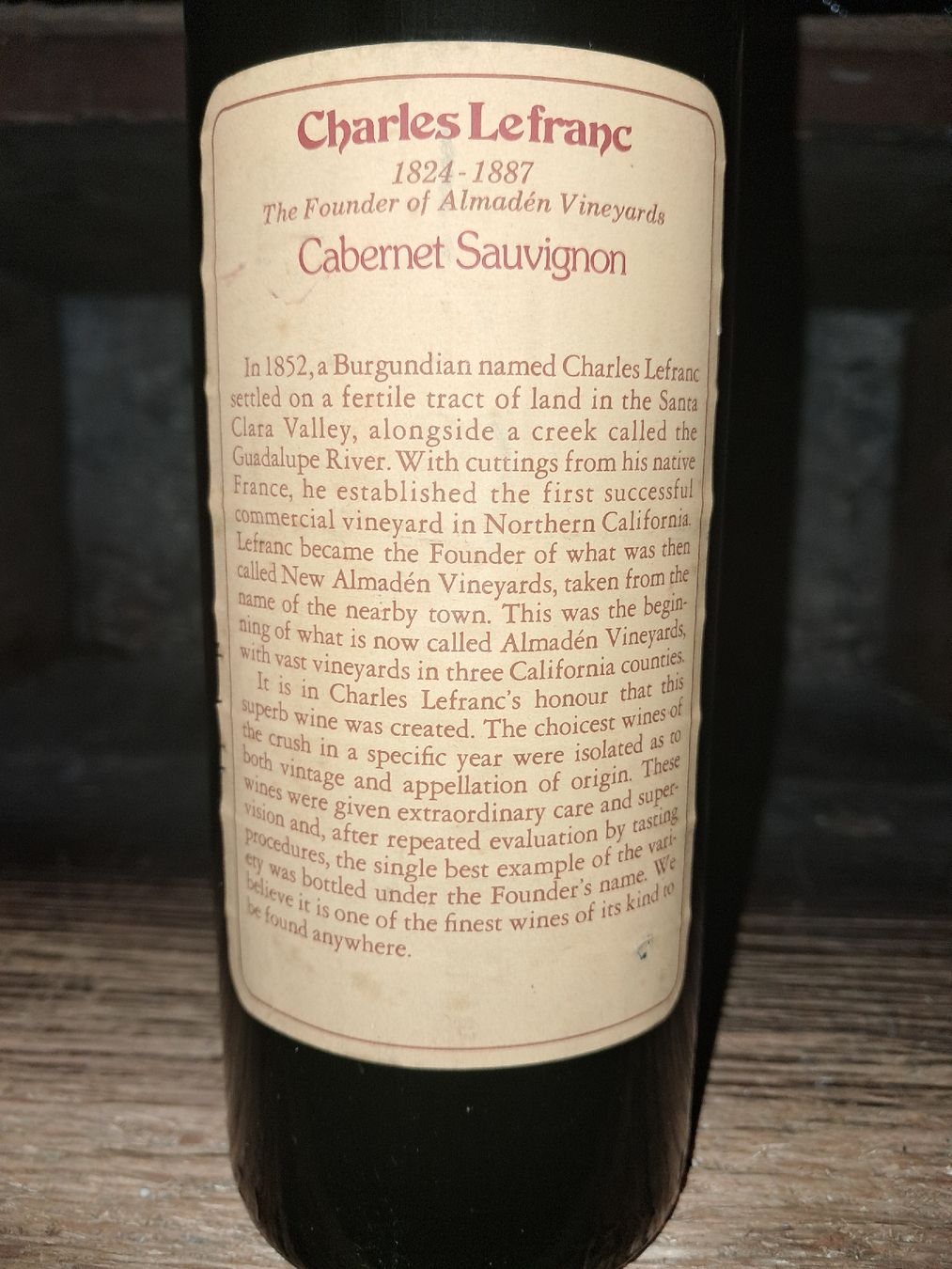 Vino: Cabernet Sauvignon Charles Lefranc 1979 – Nuovo e nell'imballaggio originale da Le locle venduto da juliensaran 3