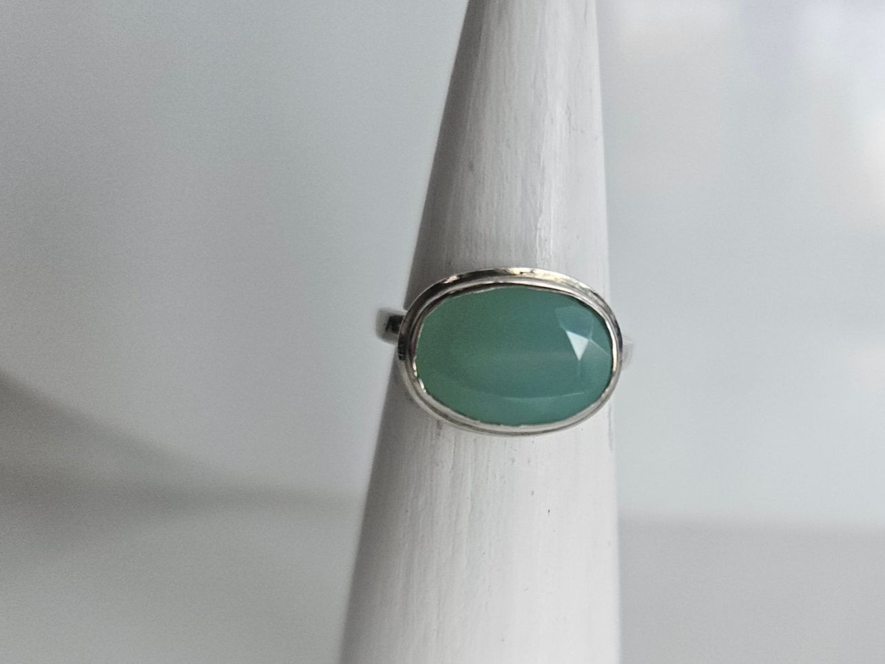 Bagues: Silberring mit hellblauem Chalcedon Grösse 54 – Neuf (Voir description) à Winterthur par ste_tcx5 1