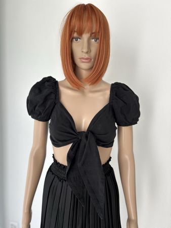 Cute Black Puff Sleeve Crop Top for Summer Season!