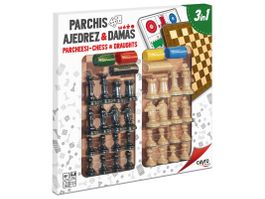 ÉCHECS-DAMES-LUDO 3 en 1 en bois ( NEUF )