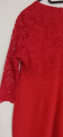 Rotes Kleid mit Spitze, festlich, Grösse 38, Herbstchic
