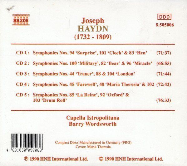 CDs: set 5CD's - Joseph Haydn - Capella Istropolitana - Barry Wor – Gebraucht aus Unterbäch von niquz 1