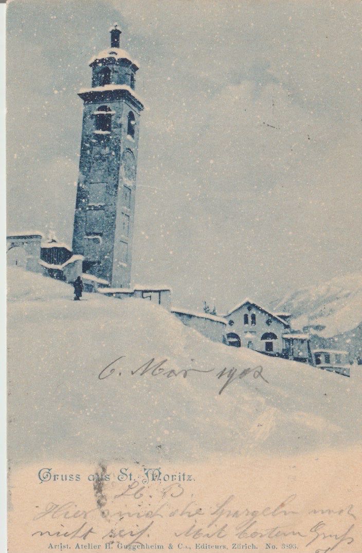 Cartoline postali: P 19 Gruss aus St. Moritz, 1902 – Usato da Freienbach venduto da Bhaltis