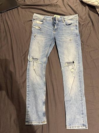FSBN Jeans Herren hellblau W34 L30 Destroyed