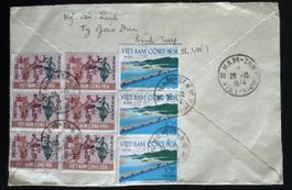 Vietnam Luftpostbrief Schweiz Mehrfachfrankatur 1974