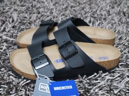 Birkenstock, Arizona, Gr. 39, Softfussbett, schwarz, NEU
