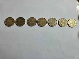 1 Franken Münze Schweiz 7Stk. 1939/45/46/59/61/2x68