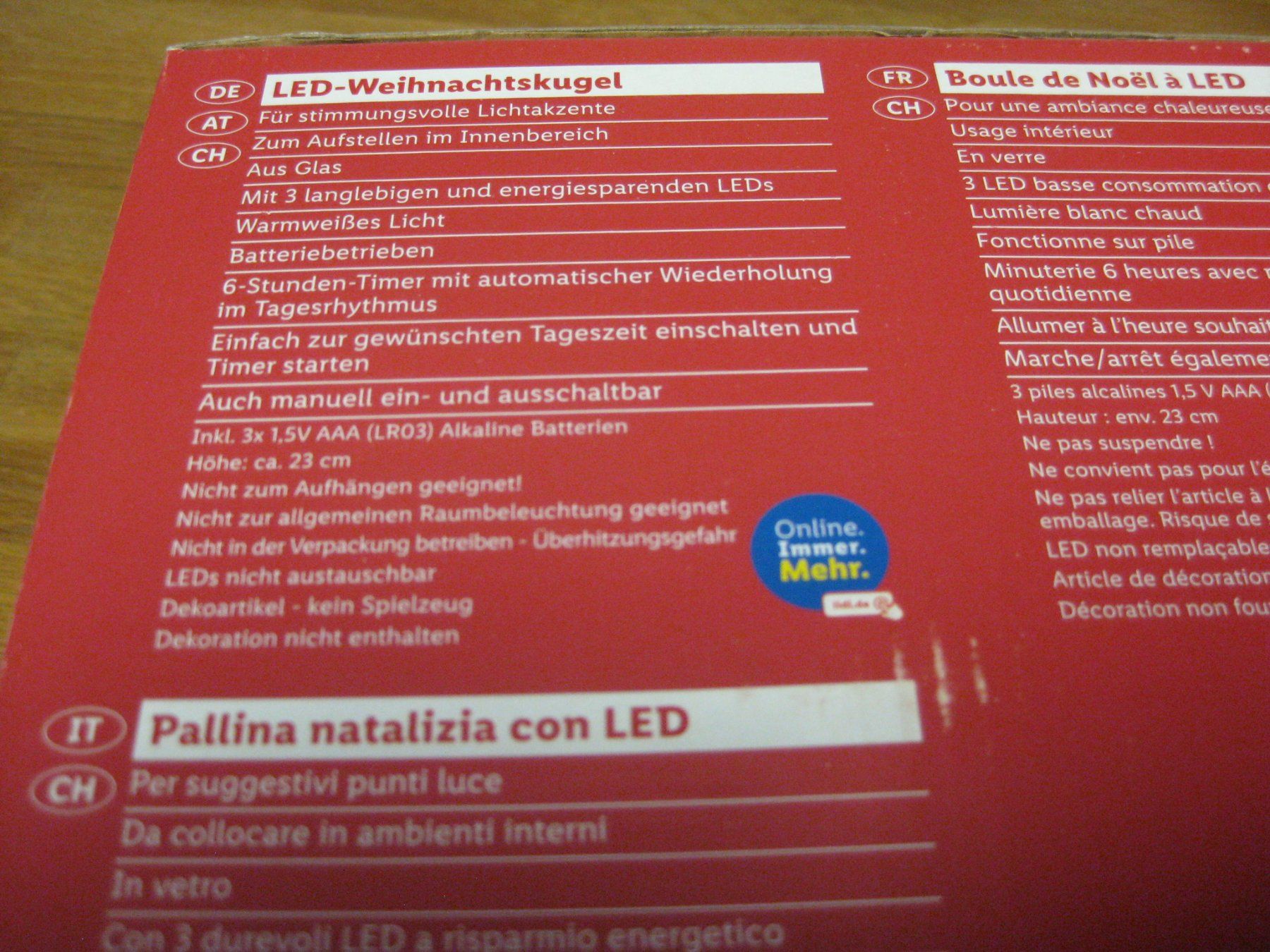 Tutte le decorazioni: Grosse originelle LED ROTE Kugel zum stellen oder hängen – Nuovo e nell'imballaggio originale da Romanshorn venduto da Wazoohandlung 2