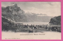 Landschaftspanorama Weesen Wallensee / Walensee gel 1902