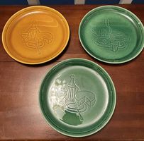3 Assiettes vintage apéro fromage 🍷🧀années 70 rétro 💚🧡💚