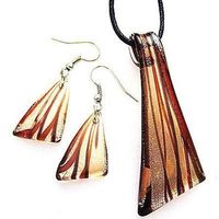 Set No4: Kette + Ohrhänger rot/sw  Neu