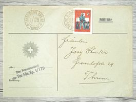 TR78 Enveloppe + Timbre Suisse 1939/40 Feldpost