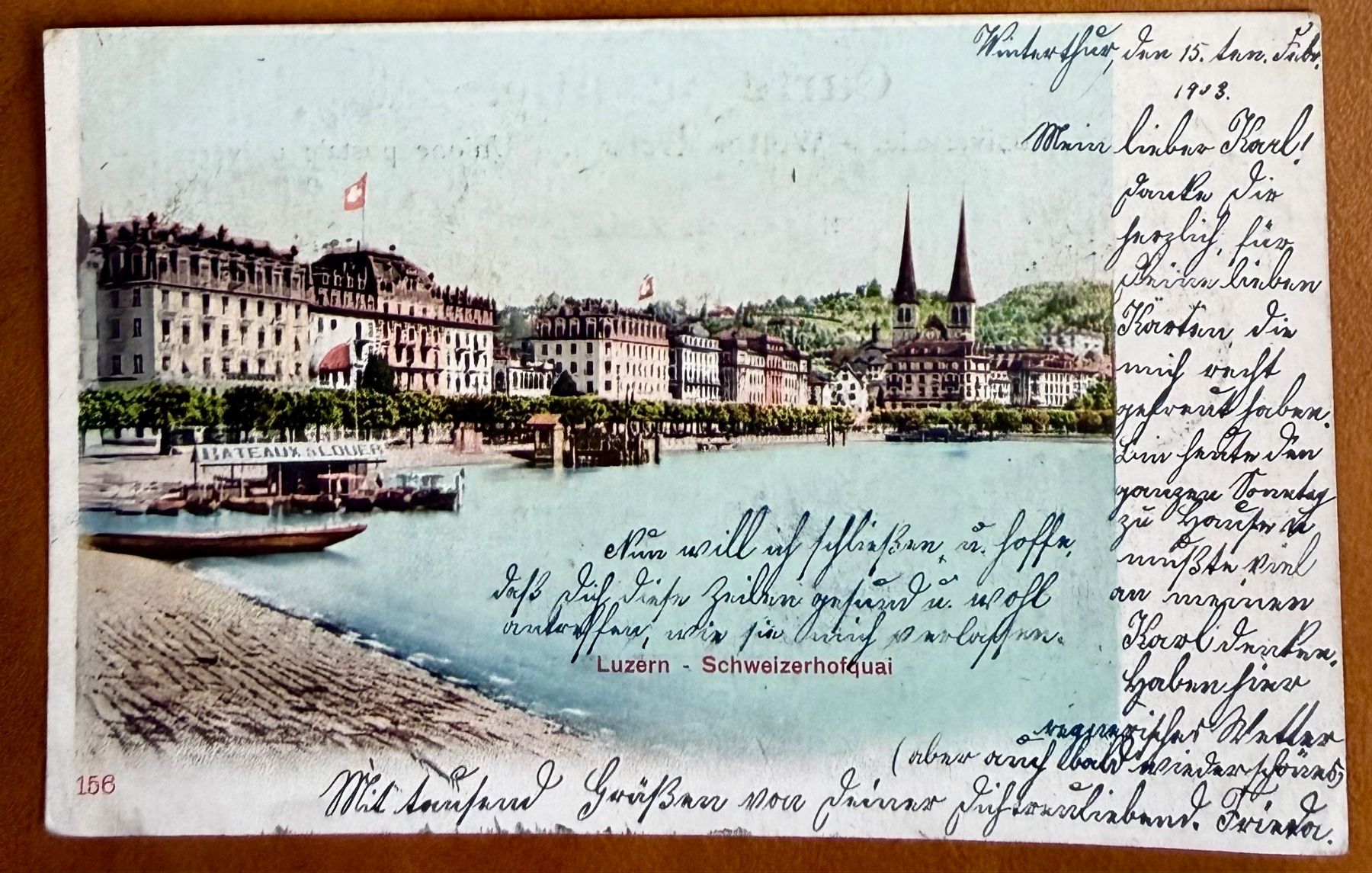Cartoline postali: Luzern - Schweizerhof quai - 1908 – Usato da Lutry venduto da Ediego