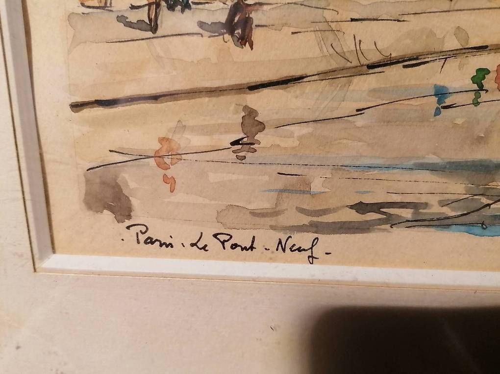 Gemälde: Aquarelle pont neuf Paris signée. – Gebraucht aus St. Maurice von Benoit12 2