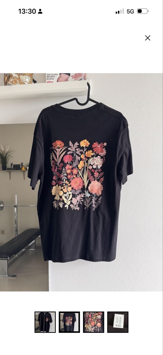 T-shirt: T-shirt noir fleurs – Usato da Ursy venduto da Martha_Laure 1