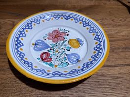 Handbemalter Wandteller Keramik Vintage Teller bunt Deko