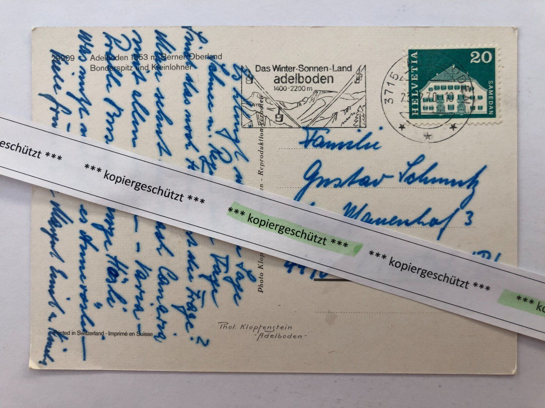 Cartoline postali: Adelboden mit Bonderspitz 1970 AK – Usato da Hefenhofen venduto da Bierinder 1
