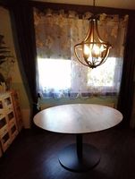 Magnifique table à manger en bois et métal (noire)