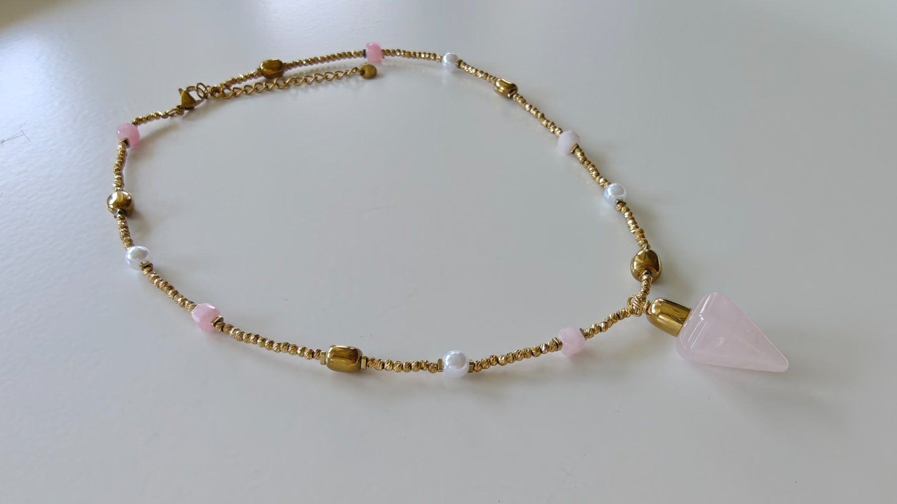 Catenine: Rose Quartz Pendulum Stainless Steel Necklace – Nuovo (secondo la descrizione) da Allschwil venduto da Jani_Banani 6