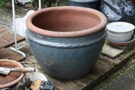 Blumentopf glasiert blau d62xh47cm
