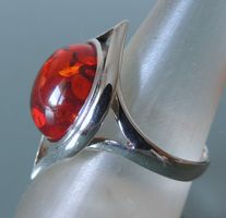 Silber 925 Bernstein Fingerring Gr. 59