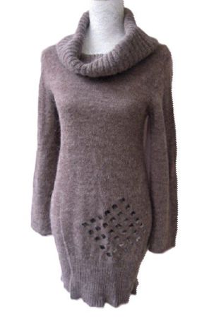 ca. Gr. 38 braunes Strickkleid mit 40% Alpaka 30% Wolle