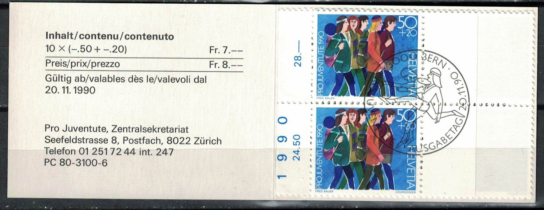 Tutti i francobolli: Markenheftchen Pro Juventute 1990 gestempelt ET – Usato da Bern venduto da bae_958f 1