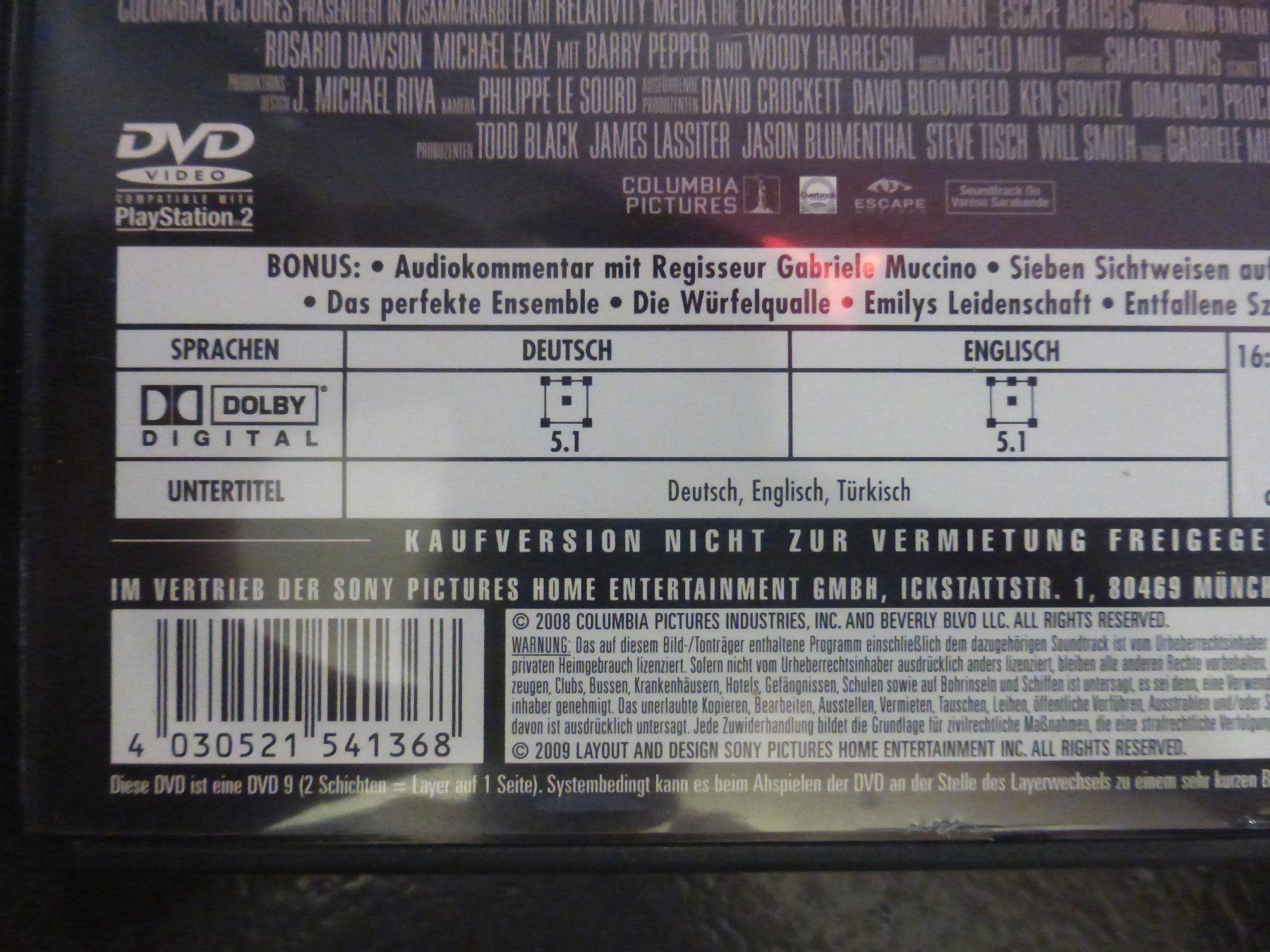 Tutti i DVDs: Sieben Leben Seven lives Will Smith DVD – Usato da Zumikon venduto da psisound 2
