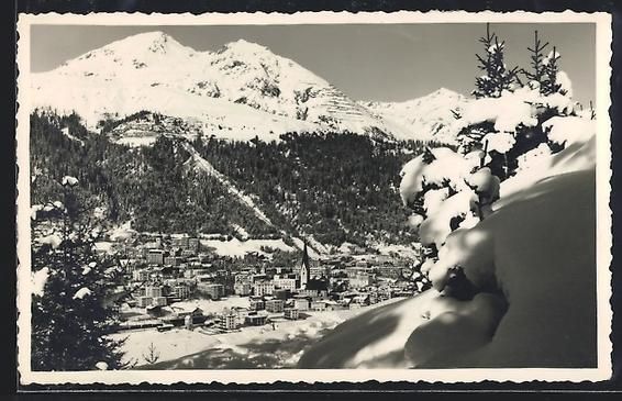 Ansichtskarten: Davos, Totalansicht im Winter mit Schatz – Gebraucht aus Berlin von bartko-reher