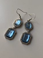 Vintage Blue Glass Stones Earrings