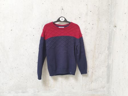 Pull en maille Okaïdi, bordeau et bleu marine, garçon, 110