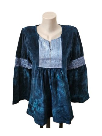 NEU! BOOM BABA Bluse Samt ca. M/L Goa Hippie Boho Elfe