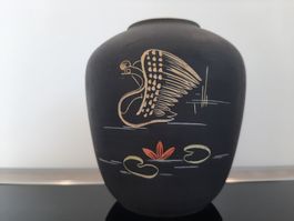 50er 60er vintage Keramik Blumenvase Mid Century Ritzdekor