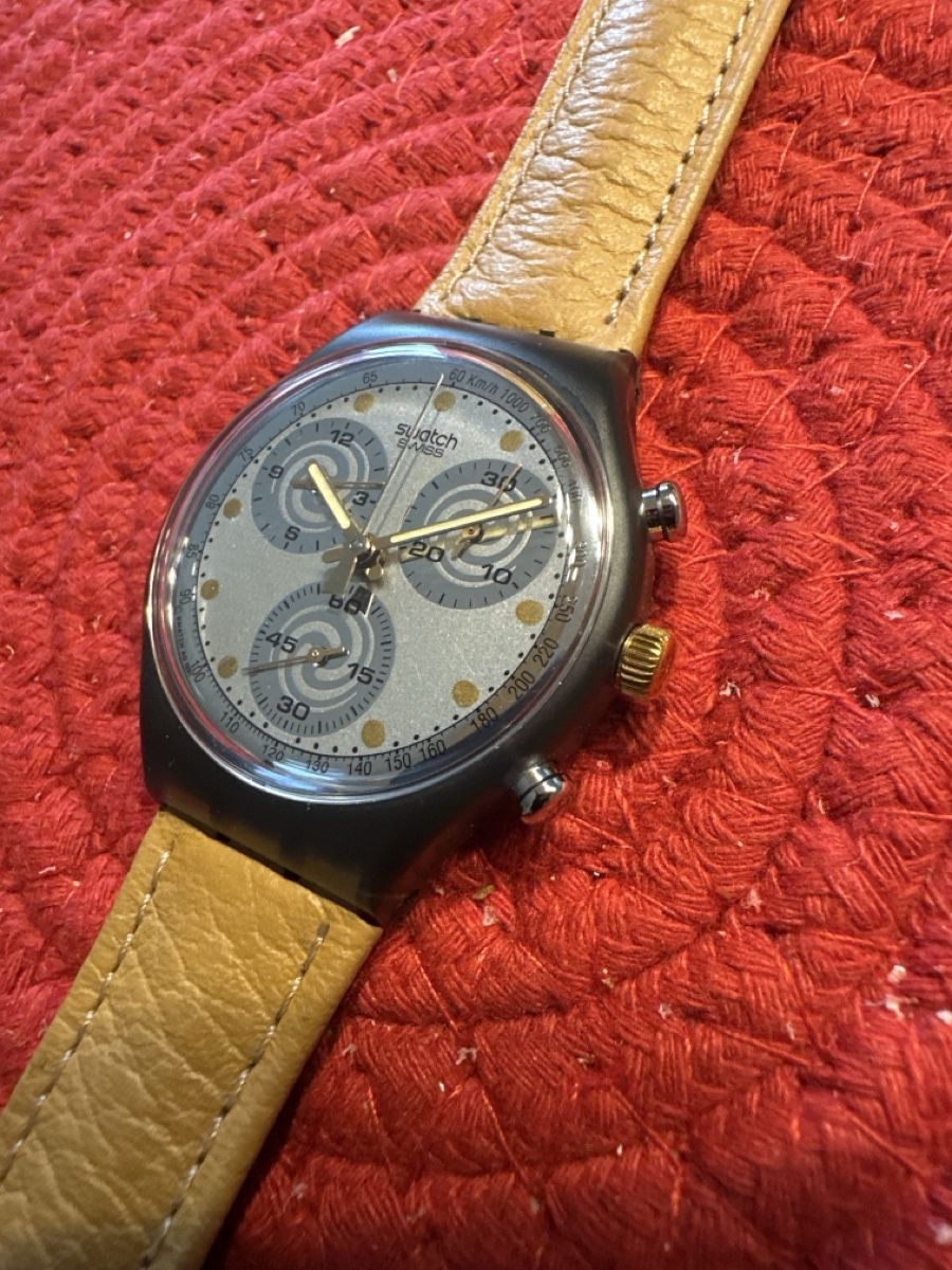 Swatch Orologi: Swatch Chrono mit Lederband – Nuovo e nell'imballaggio originale da Brugg AG venduto da Lucky55556 2