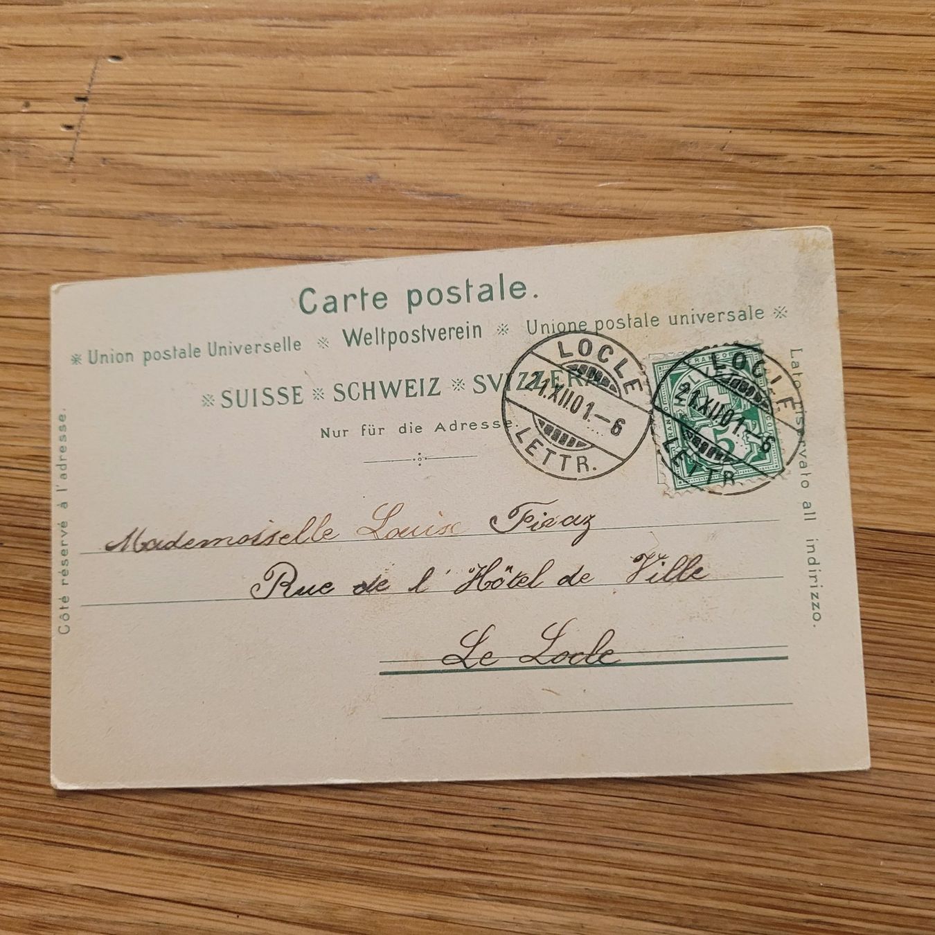 Cartoline postali: Carte Postal Glarus Locle 1901 – Usato da Biel/Bienne venduto da Destockweb 1