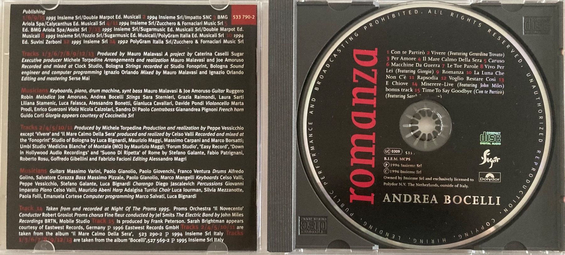 CD: ANDREA BOCELLI - ROMANZA – Usato da Poliez-Pittet venduto da Newtown-Records 2