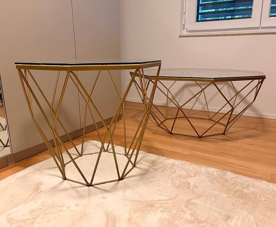Tavoli: Gold / Glas Couchtisch 2er Set – Usato da Schaffhausen venduto da joan210 1