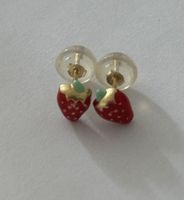 Boucle d’oreille en or jaune véritable, fraise 
