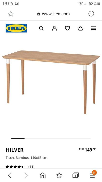 HILVER IKEA Bambus Tisch Kaufen auf Ricardo