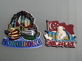 Kühlschrankmagnete Hong Kong 🇭🇰 und Singapur 🇸🇬 Metall