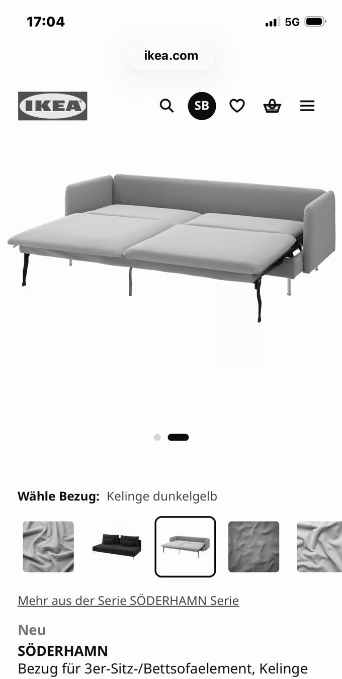 Tessuti: IKEA SÖDERHAMN Bezug 3er-Sitz-/Bettsofaelement Kelinge – Nuovo (secondo la descrizione) da Dübendorf venduto da Aber_trotzdem 2