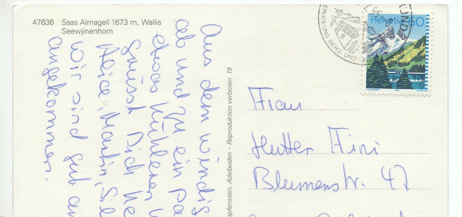 Cartoline postali: SAAS ALMAGELL Ziege – Usato da Jona venduto da philajona 1